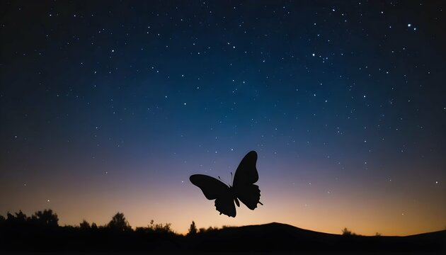 A Butterfly Silhouette Against A Starry Night Sky Upscaled 11