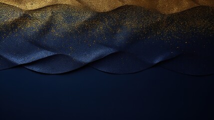 Rich navy blue undulates with flecks of gold in a sophisticated abstract style, evoking luxury and opulence. Perfect for exclusive event backgrounds or high-end product marketing