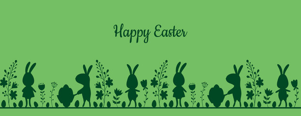Cute hand drawn Easter banner, creative and fun, great for social media, cards, invitations. - 757185342