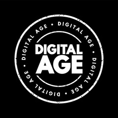 Digital Age - historical period that began in the mid-20th century, text concept stamp