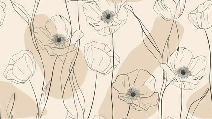 Elegant hand-drawn poppy flower illustration