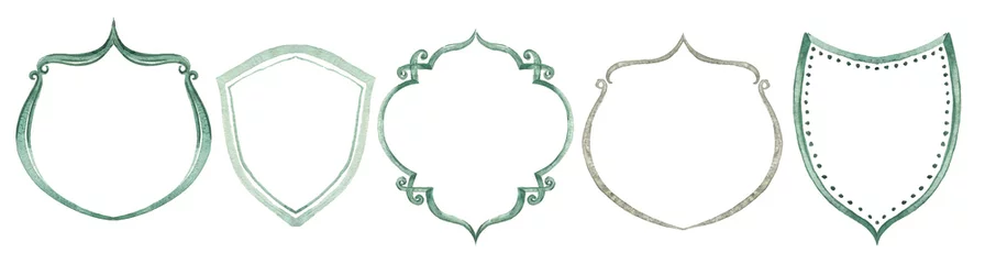 Vintage wedding frames, watercolor crest for wedding invitations. © Марина Радышевская