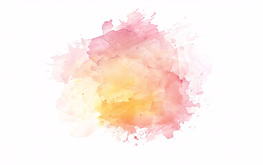 Fototapeta premium watercolor splashes forming a pink and yellow cloud shape on a transparent background for creative design projects 