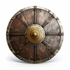 Buckler Shield Medieval Weapon isolated on white background - obrazy, fototapety, plakaty