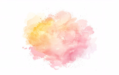 Fototapeta premium watercolor splashes forming a pink and yellow cloud shape on a transparent background for creative design projects 