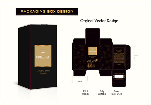 Luxury Packaging box design with Box dies line, 3d Box Mockup, icon, frames and Design elements, 3d Illustration, and Vector design Template.