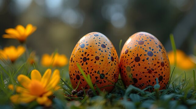 two eggs with flowers on them