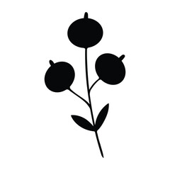 black silhouette of a plant, isolated on a white background