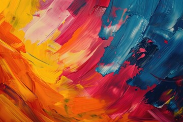 Close-Up of a Colorful Painting With a Multitude of Vibrant Colors, A representation of motion and energy using chaotic brush strokes and bold, vibrant colors, AI Generated
