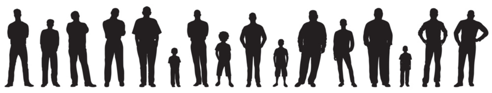 Set of group of people silhouette. collection of people silhouette. 