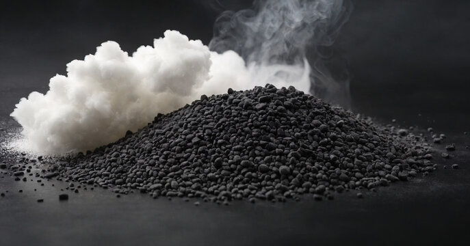 Close-up of activated carbon granules, powerful filter and purifier.