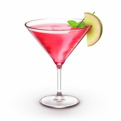 Cosmopolitan Cocktail, isolated on white background