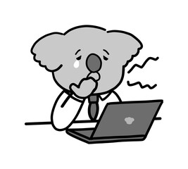 仕事中にあくびをしているコアラのキャラクター