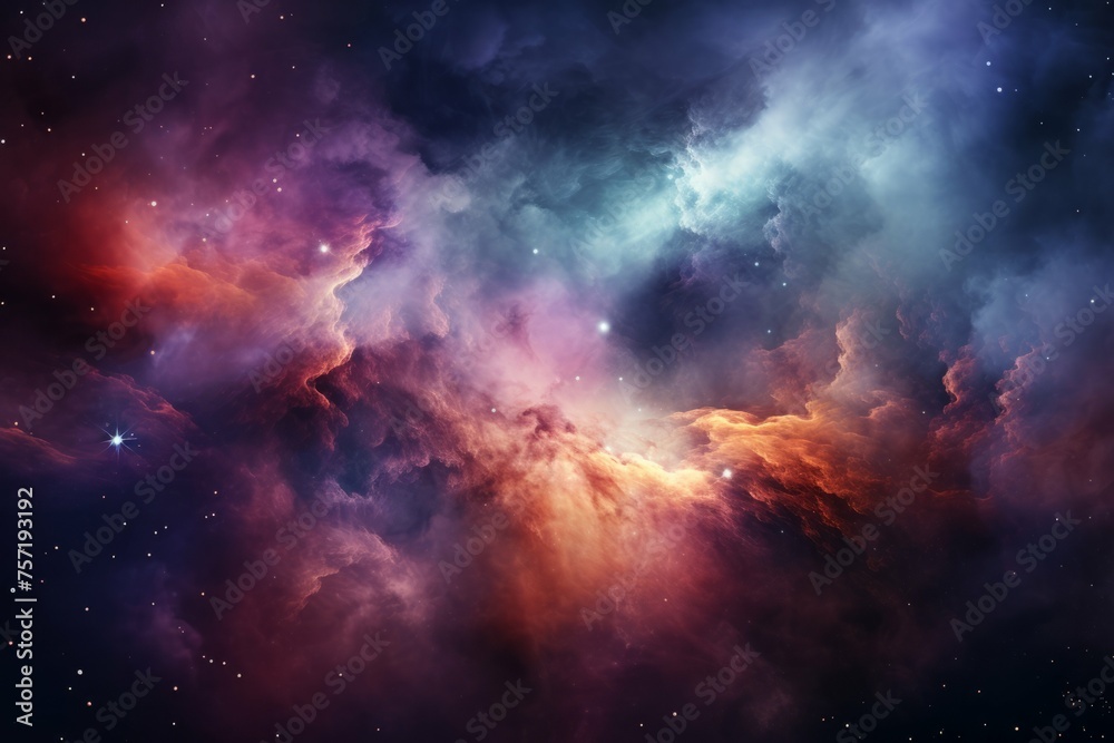 Wall mural a close-up shot of a colorful nebula, with stars and gas clouds shining brightly in the background