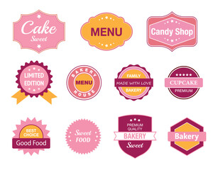Collection of vintage retro bakery logo badges and labels