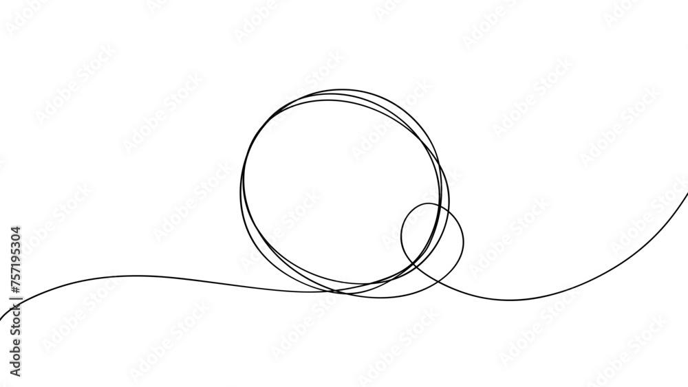 Poster circle frame. line art. continuous black line. round frame. hand drawn sketch outline. vector illust