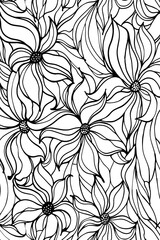 This is a line art illustration of ornate floral designs, perfect for patterns or adult coloring books