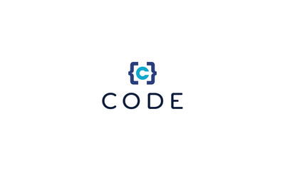 Letter C computer programming code technological logo 