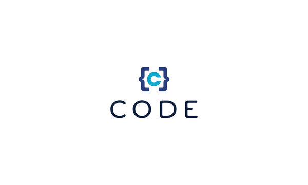 Letter C computer programming code technological logo 