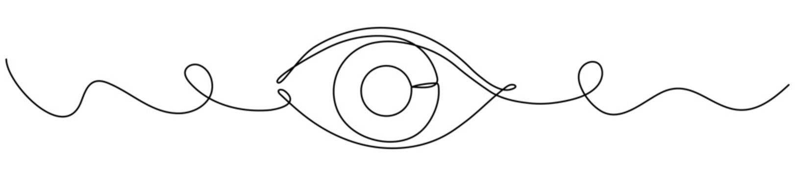 Eye continuous one line drawing. Hand drawn human eye with wave lines. Vector illustration isolated on white background.