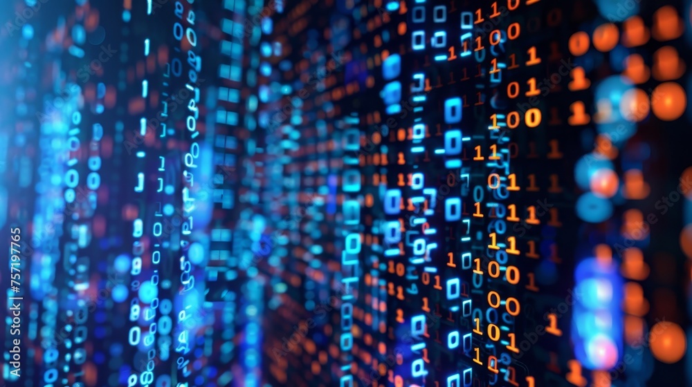 Poster Programming. Binary code. Digital transformation concept.