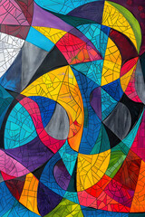 Fototapeta premium Vibrant geometric mosaic with a stained glass effect, perfect for adding a pop of color and modernity
