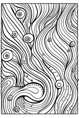 Fototapeta premium A mesmerizing pattern of wavy lines and circular elements, this image is an ideal choice for deep focus and stress relief coloring