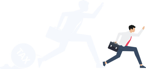 Business financial concept-Businessman with shadow running away from tax, modern flat Vector illustration

