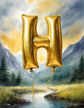 ABC, alphabeth in golden balloon letters, balloons, gold, flying, floating, illustration, 3D, Letters