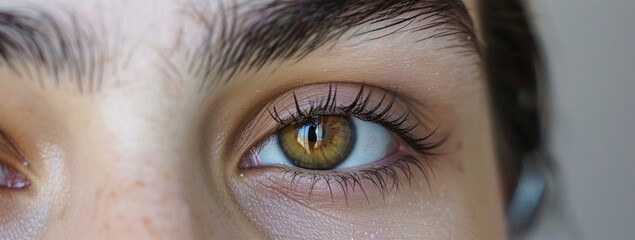 Close-up of beautiful woman's eye with long eyelashes