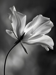 Black and White Tulip in Soft Wind A Monochrome Magic Expression of Natures Ethereal Beauty