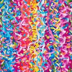 Colorful Party Streamers and Confetti Celebration Background
