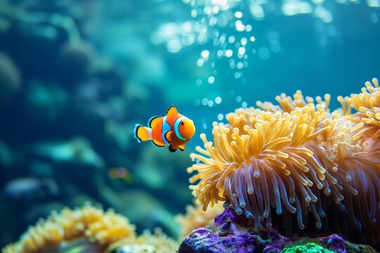 Clownfish and anemone in coral reef