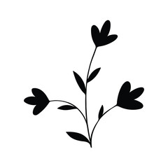 black silhouette of a plant, isolated on a white background
