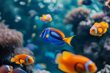 Fototapeta na wymiar Clownfish and anemone in coral reef