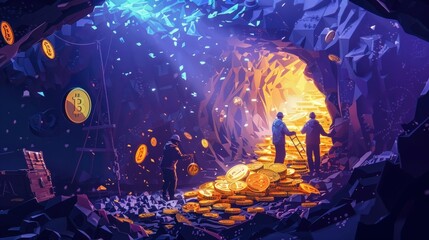 Miners toiling away underground