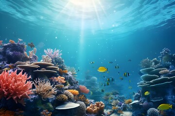 Underwater Coral Reef: A vibrant and diverse underwater coral reef, showcasing the beauty of marine ecosystems.

