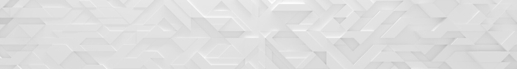 Extra-Wide White Futuristic Geometrical Background (Website Head) (3D Illustration)