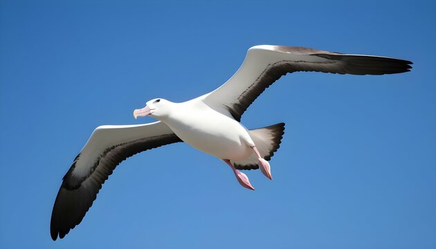An Albatross With Its Wings Tipped With White Agai