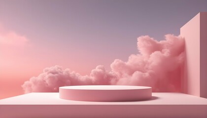 Background Podium Pink 3D Product Sky Platform Dis