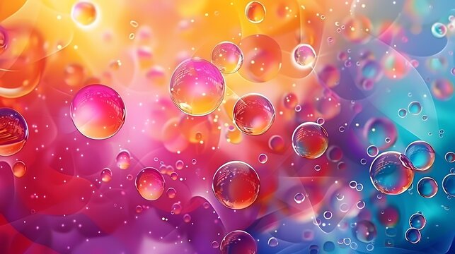A vibrant and colorful abstract background with bubbles in various sizes and colors. Perfect for use in designs, presentations