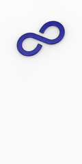Fototapeta premium Blue infinity sign on a white background. Symbol of infinity in anything. The infinity of time. An endless cycle. Unlimited possibilities. Unity 3d image. 3D visualization. Horizontal image.