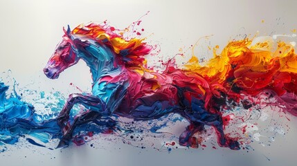 horse, color art  painting of a horse 