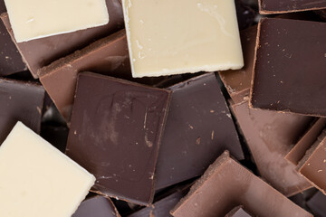 white, bitter and milk chocolate pieces