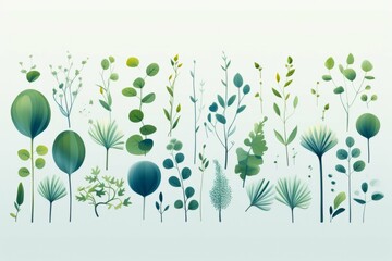 flat vector illustrations of various plants