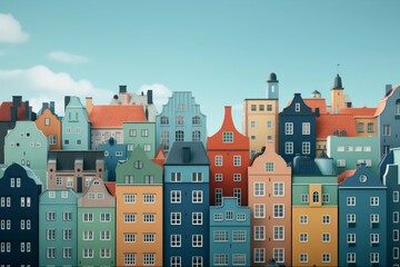 a large number of colorful town or city buildings