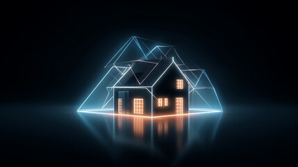 Neon-Lit House Amidst Water