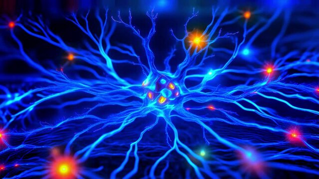 Neural Network Illustration: Synaptic Connections with Glowing Nodes for Medical, Scientific, and Educational Use