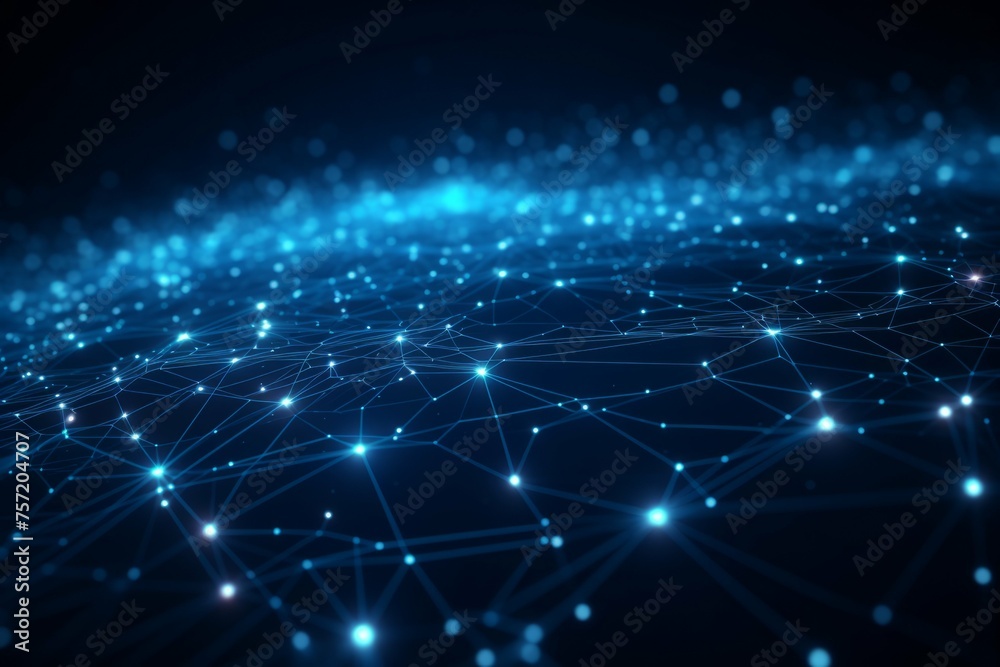 Wall mural technology abstract background abstract blue connected dots abstract design