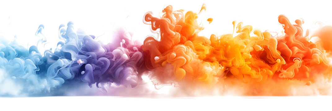 A vibrant rainbow color explosion on white canvas.